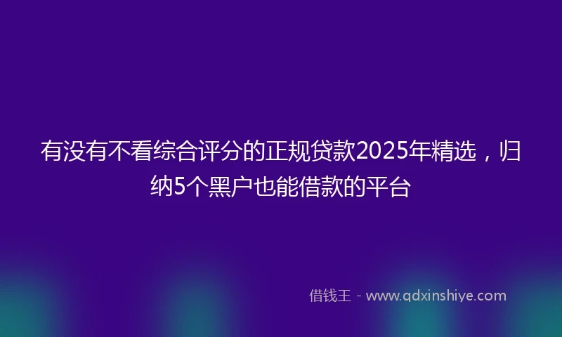 有没有不看综合评分的正规贷款2025年精选，归纳5个黑户也能借款的平台