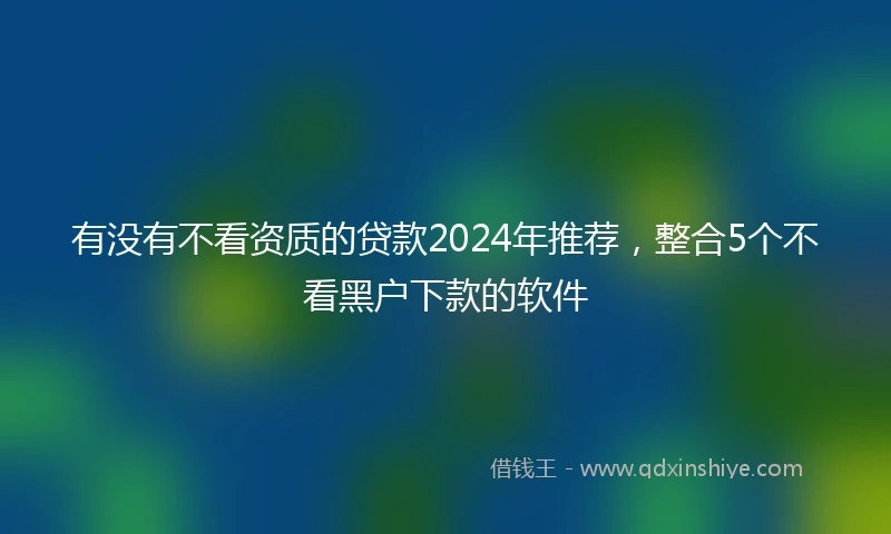 有没有不看资质的贷款2024年推荐，整合5个不看黑户下款的软件