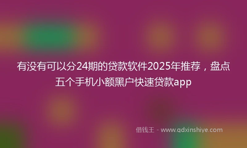 有没有可以分24期的贷款软件2025年推荐，盘点五个手机小额黑户快速贷款app