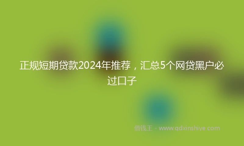 正规短期贷款2024年推荐，汇总5个网贷黑户必过口子