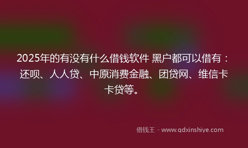2025年的有没有什么借钱软件 黑户都可以借有：还呗、人人贷、中原消费金融、团贷网、维信卡卡贷等。