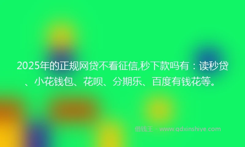 2025年的正规网贷不看征信,秒下款吗有：读秒贷、小花钱包、花呗、分期乐、百度有钱花等。