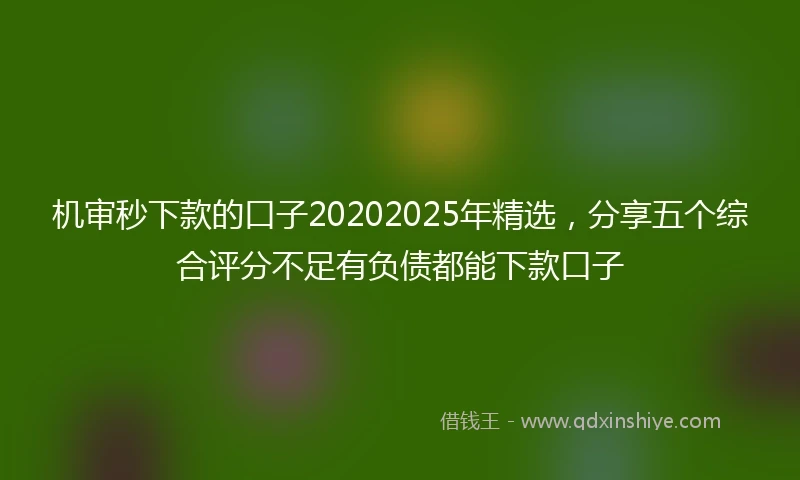 机审秒下款的口子20202025年精选，分享五个综合评分不足有负债都能下款口子