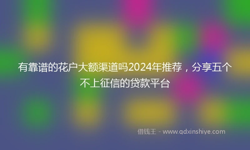有靠谱的花户大额渠道吗2024年推荐，分享五个不上征信的贷款平台