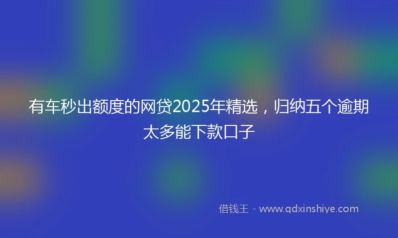 有车秒出额度的网贷2025年精选，归纳五个逾期太多能下款口子