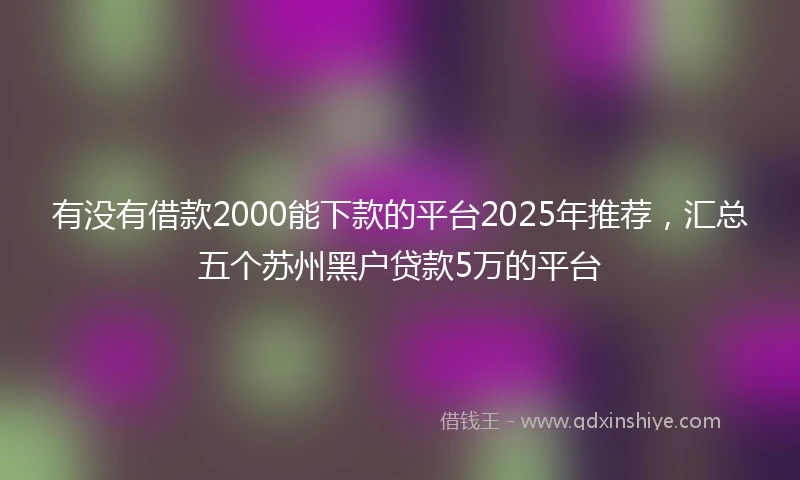 有没有借款2000能下款的平台2025年推荐，汇总五个苏州黑户贷款5万的平台