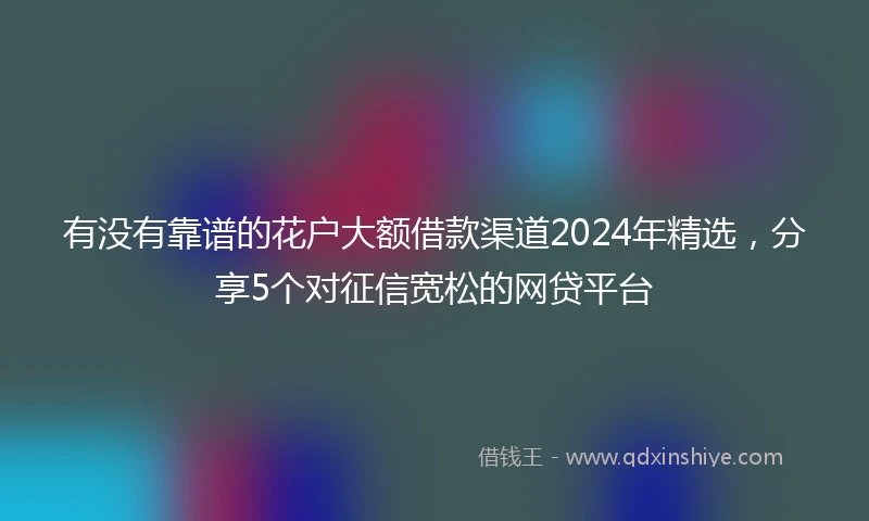有没有靠谱的花户大额借款渠道2024年精选，分享5个对征信宽松的网贷平台