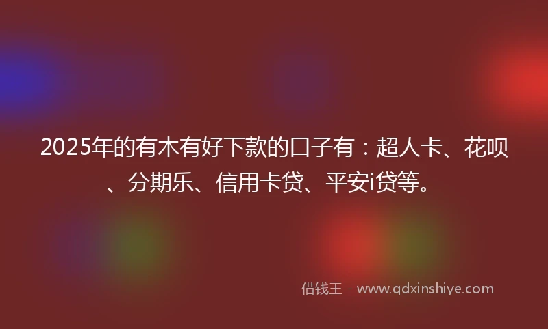 2025年的有木有好下款的口子有：超人卡、花呗、分期乐、信用卡贷、平安i贷等。