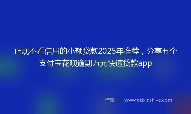 正规不看信用的小额贷款2025年推荐，分享五个支付宝花呗逾期万元快速贷款app