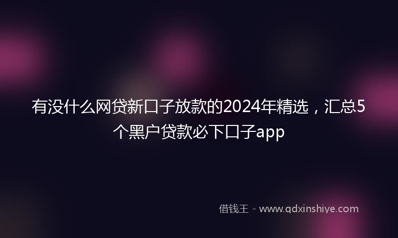 有没什么网贷新口子放款的2024年精选，汇总5个黑户贷款必下口子app