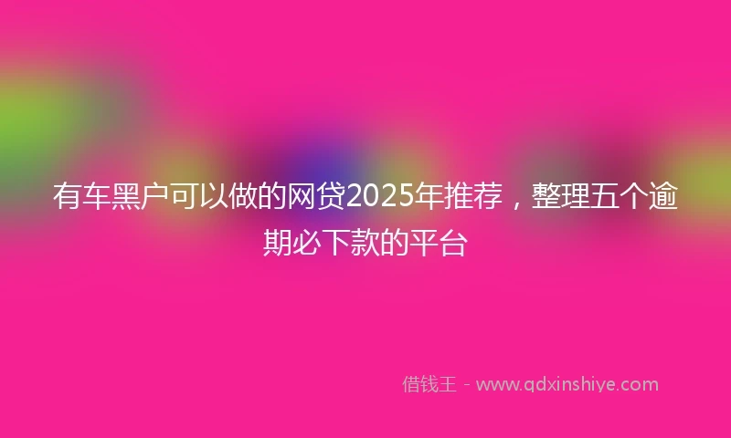 有车黑户可以做的网贷2025年推荐，整理五个逾期必下款的平台