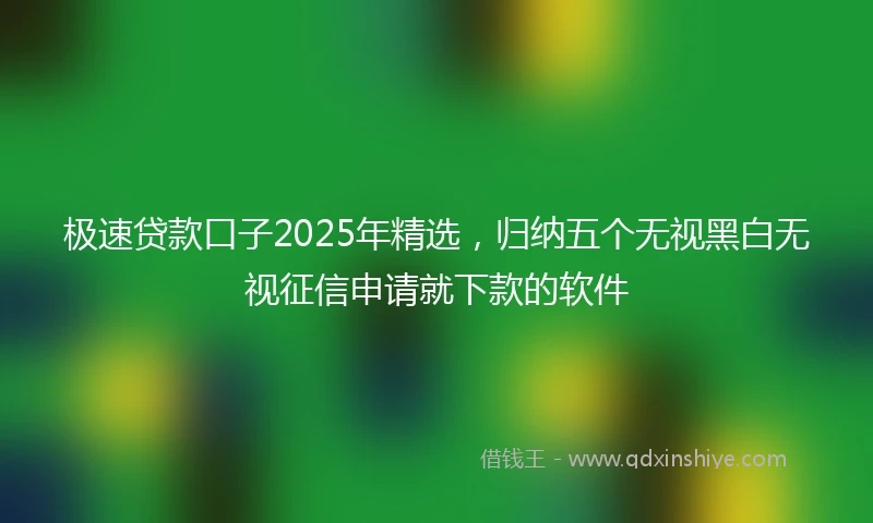 极速贷款口子2025年精选，归纳五个无视黑白无视征信申请就下款的软件