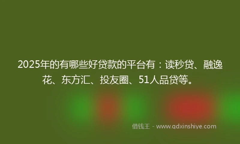 2025年的有哪些好贷款的平台有：读秒贷、融逸花、东方汇、投友圈、51人品贷等。