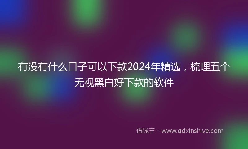 有没有什么口子可以下款2024年精选，梳理五个无视黑白好下款的软件