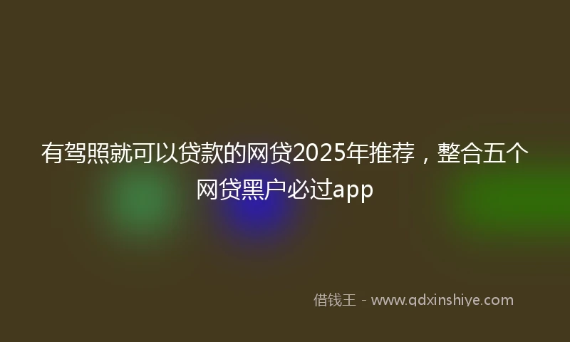 有驾照就可以贷款的网贷2025年推荐，整合五个网贷黑户必过app