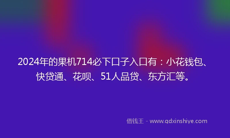 2024年的果机714必下口子入口有：小花钱包、快贷通、花呗、51人品贷、东方汇等。