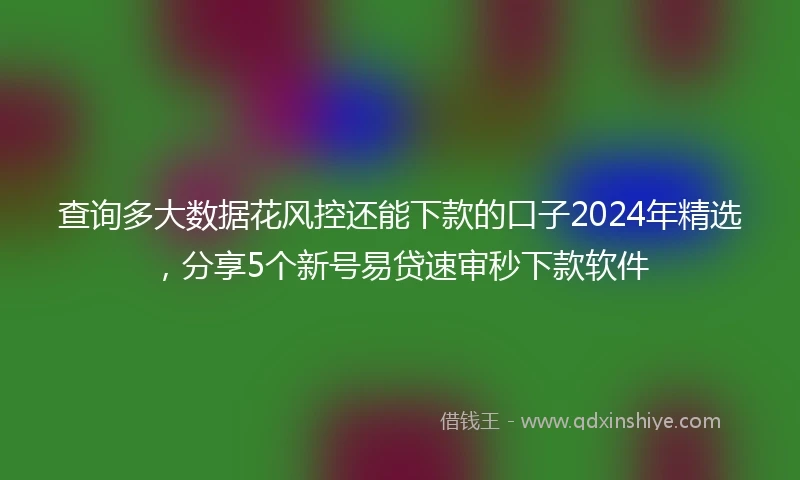 查询多大数据花风控还能下款的口子2024年精选，分享5个新号易贷速审秒下款软件