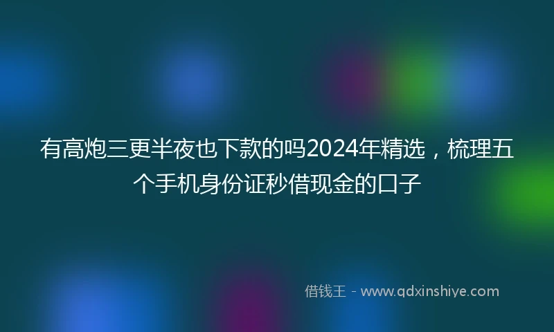 有高炮三更半夜也下款的吗2024年精选，梳理五个手机身份证秒借现金的口子