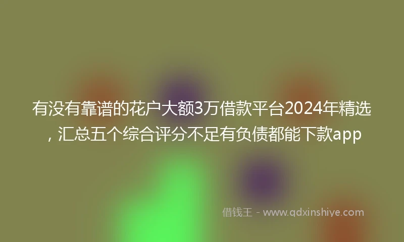 有没有靠谱的花户大额3万借款平台2024年精选，汇总五个综合评分不足有负债都能下款app