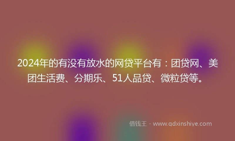 2024年的有没有放水的网贷平台有：团贷网、美团生活费、分期乐、51人品贷、微粒贷等。
