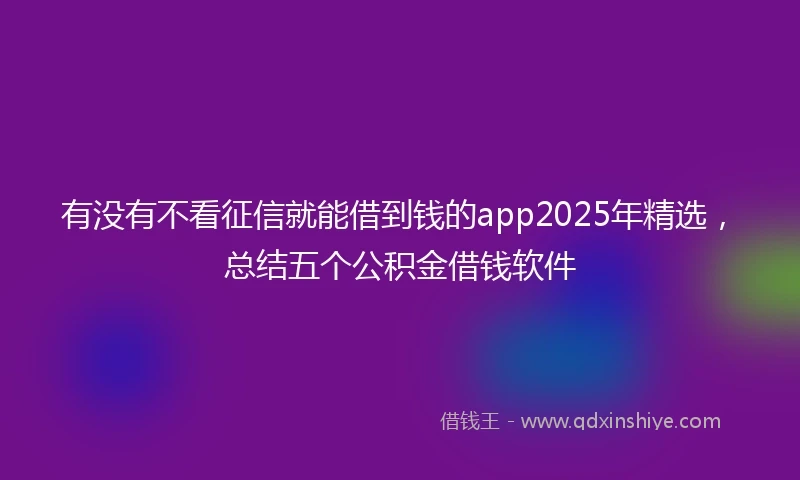 有没有不看征信就能借到钱的app2025年精选，总结五个公积金借钱软件