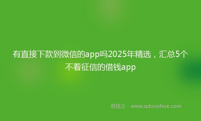 有直接下款到微信的app吗2025年精选，汇总5个不看征信的借钱app