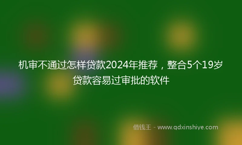 机审不通过怎样贷款2024年推荐，整合5个19岁贷款容易过审批的软件