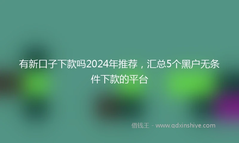 有新口子下款吗2024年推荐，汇总5个黑户无条件下款的平台