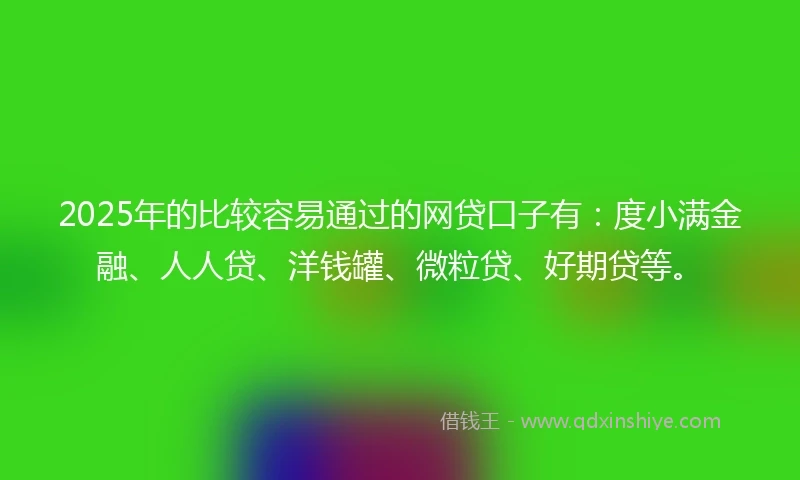 2025年的比较容易通过的网贷口子有：度小满金融、人人贷、洋钱罐、微粒贷、好期贷等。