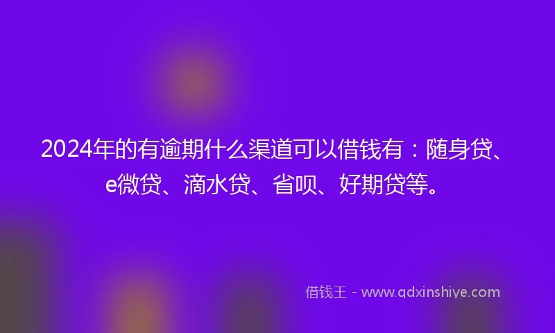 2024年的有逾期什么渠道可以借钱有：随身贷、e微贷、滴水贷、省呗、好期贷等。