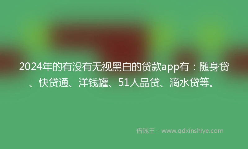 2024年的有没有无视黑白的贷款app有：随身贷、快贷通、洋钱罐、51人品贷、滴水贷等。