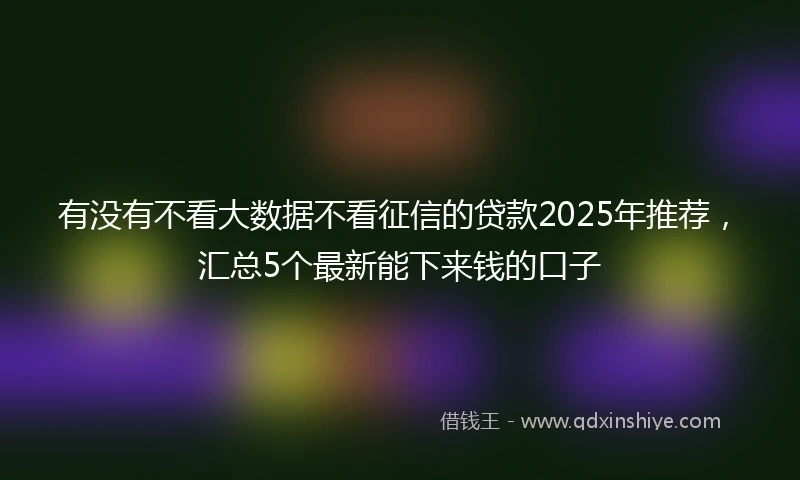 有没有不看大数据不看征信的贷款2025年推荐，汇总5个最新能下来钱的口子