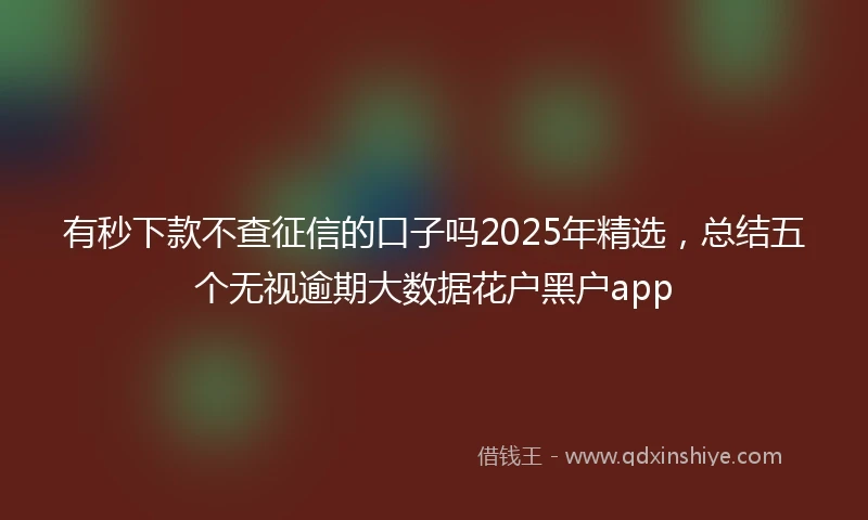 有秒下款不查征信的口子吗2025年精选，总结五个无视逾期大数据花户黑户app