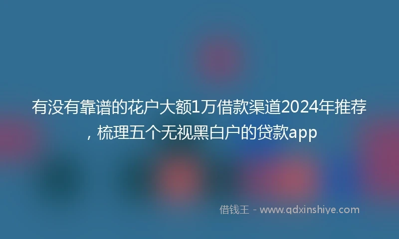 有没有靠谱的花户大额1万借款渠道2024年推荐，梳理五个无视黑白户的贷款app