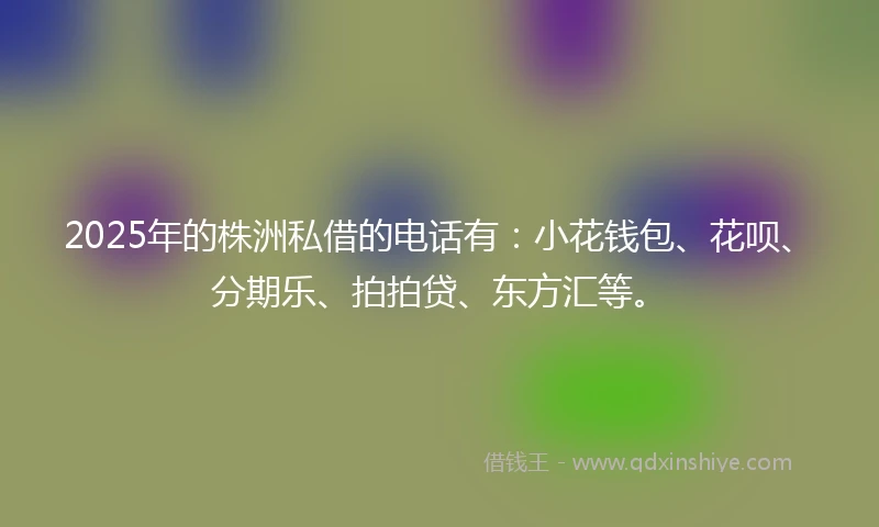 2025年的株洲私借的电话有：小花钱包、花呗、分期乐、拍拍贷、东方汇等。