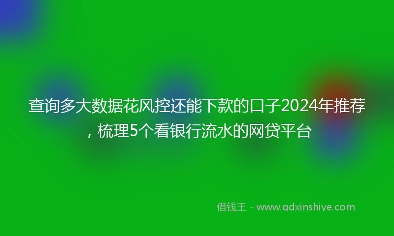 查询多大数据花风控还能下款的口子2024年推荐，梳理5个看银行流水的网贷平台