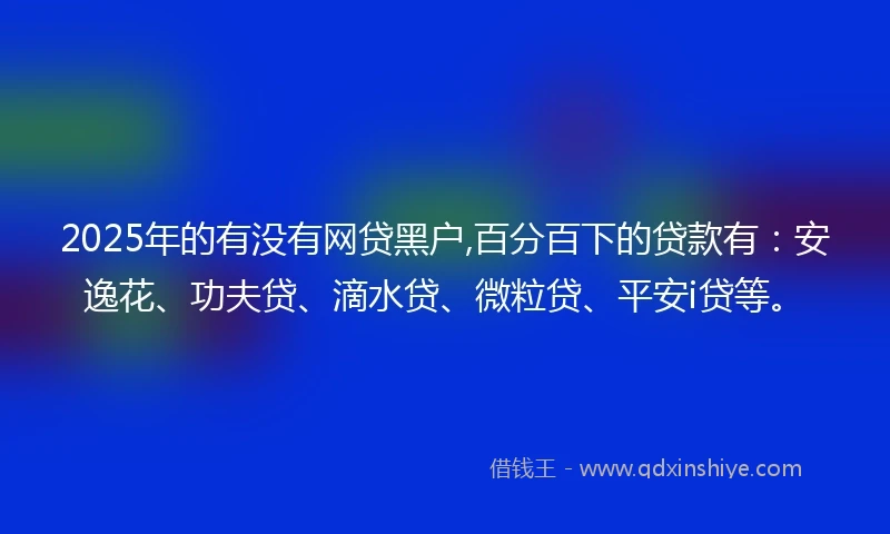 2025年的有没有网贷黑户,百分百下的贷款有：安逸花、功夫贷、滴水贷、微粒贷、平安i贷等。