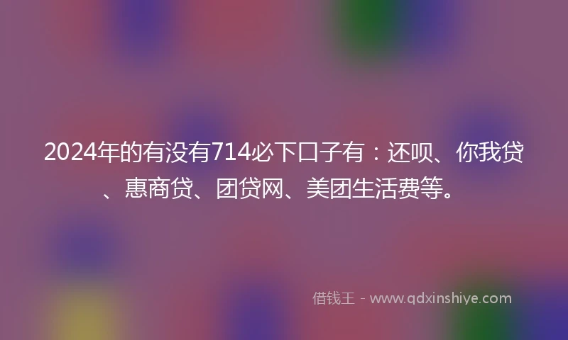 2024年的有没有714必下口子有：还呗、你我贷、惠商贷、团贷网、美团生活费等。