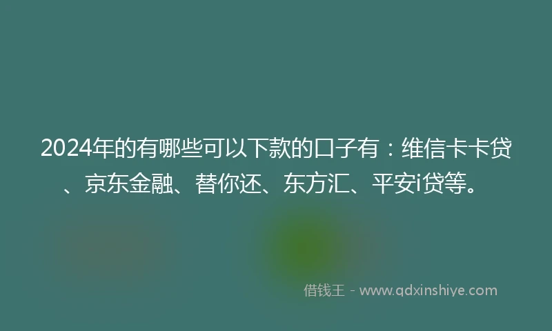 2024年的有哪些可以下款的口子有：维信卡卡贷、京东金融、替你还、东方汇、平安i贷等。