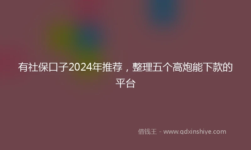 有社保口子2024年推荐，整理五个高炮能下款的平台