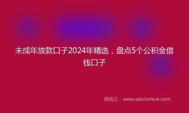 未成年放款口子2024年精选，盘点5个公积金借钱口子