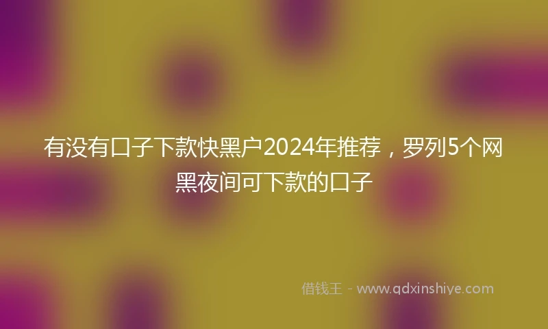 有没有口子下款快黑户2024年推荐，罗列5个网黑夜间可下款的口子