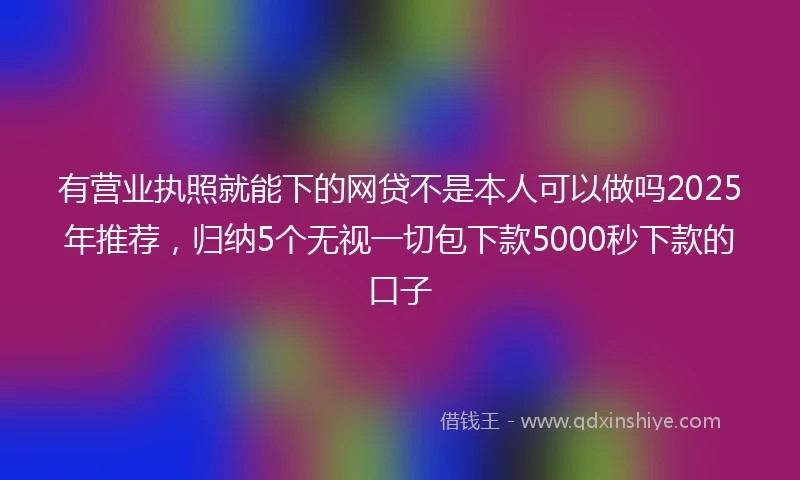 有营业执照就能下的网贷不是本人可以做吗2025年推荐，归纳5个无视一切包下款5000秒下款的口子
