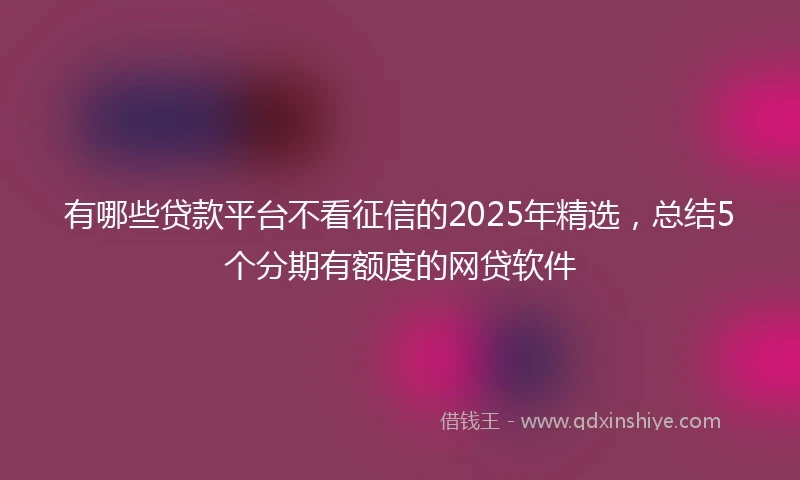 有哪些贷款平台不看征信的2025年精选，总结5个分期有额度的网贷软件