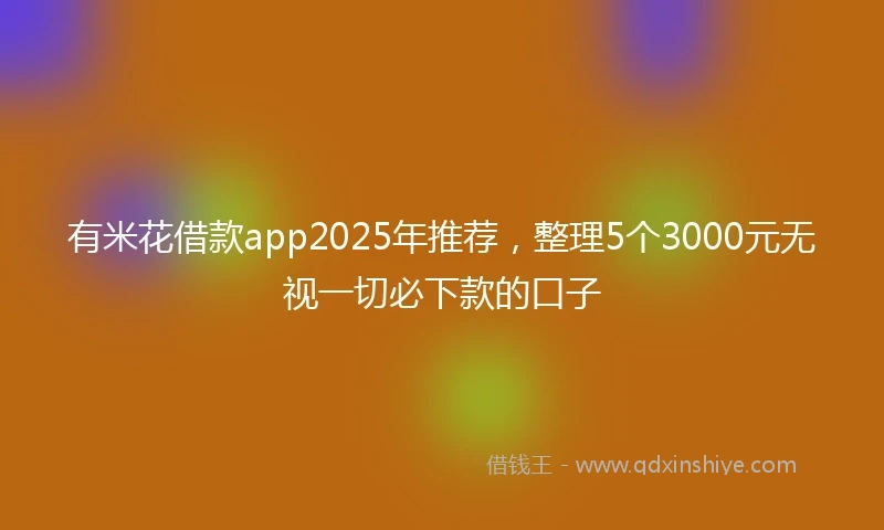 有米花借款app2025年推荐，整理5个3000元无视一切必下款的口子