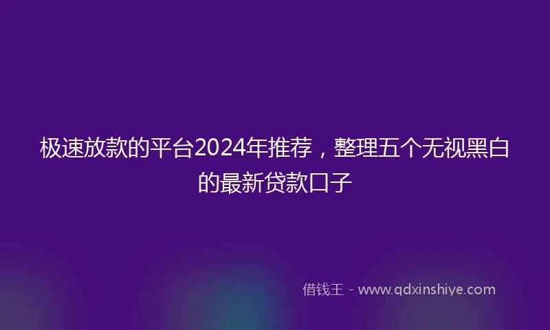 极速放款的平台2024年推荐，整理五个无视黑白的最新贷款口子