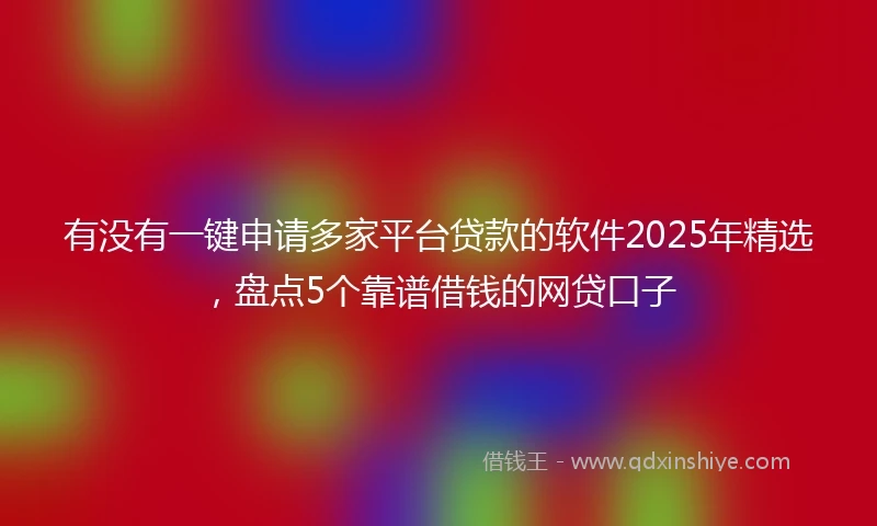 有没有一键申请多家平台贷款的软件2025年精选，盘点5个靠谱借钱的网贷口子