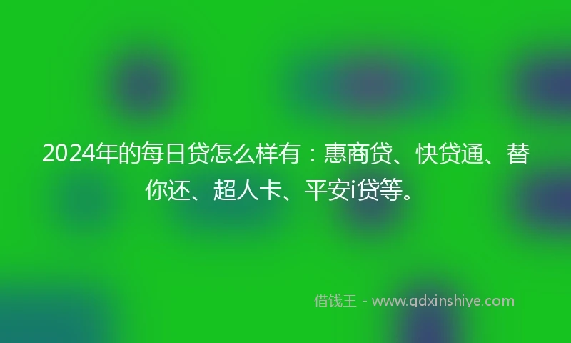 2024年的每日贷怎么样有：惠商贷、快贷通、替你还、超人卡、平安i贷等。