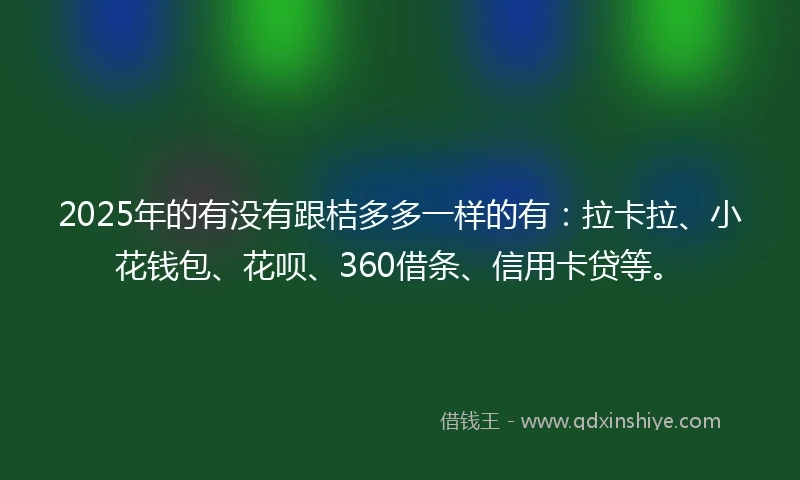 2025年的有没有跟桔多多一样的有：拉卡拉、小花钱包、花呗、360借条、信用卡贷等。
