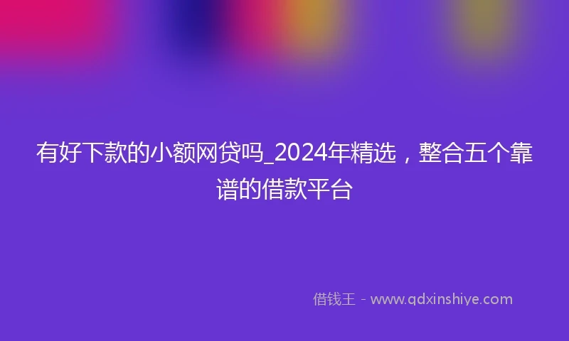 有好下款的小额网贷吗_2024年精选，整合五个靠谱的借款平台